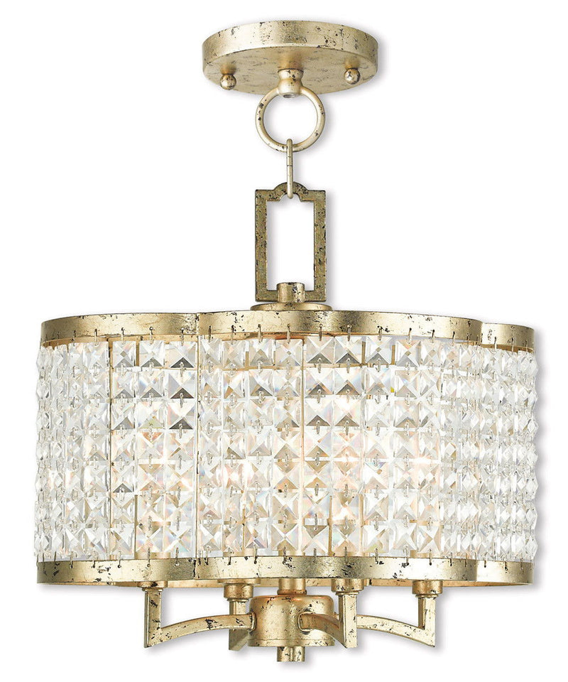 14" Four Light Dimmable Chandelier With Shades - Gold