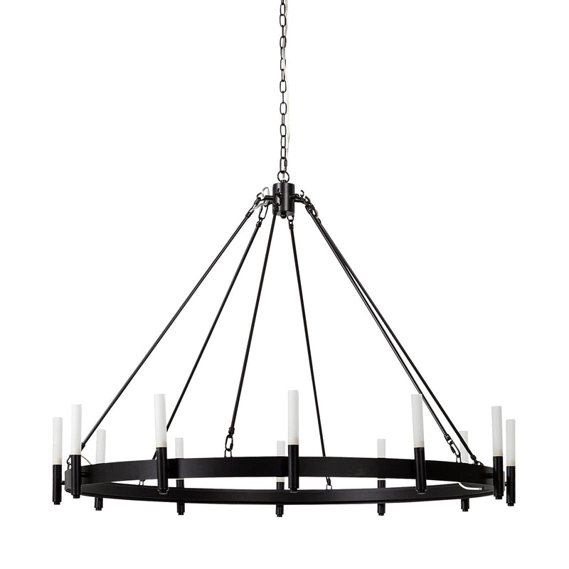 Candle Style Twelve Light Glass Dimmable Chandelier - Black
