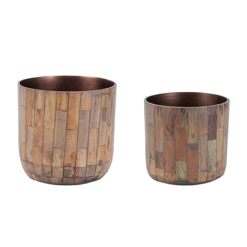 Round Pot Planters (Set of 2) (634286) - Brown