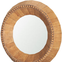 Load image into Gallery viewer, 30" Solid Faceted And Beaded Round Framed Accent Mirror - Brown

