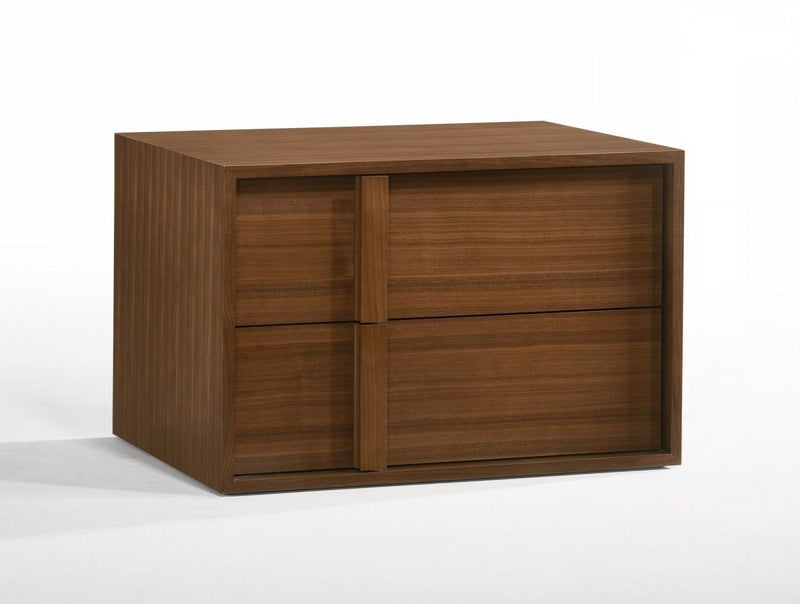 Modern Nightstand With Two Integrated Drawers - Walnut