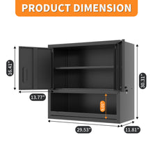 Load image into Gallery viewer, Wall-Mounted Storage Cabinet With Locking Door, 1 Shelf And Open Drawer - Black
