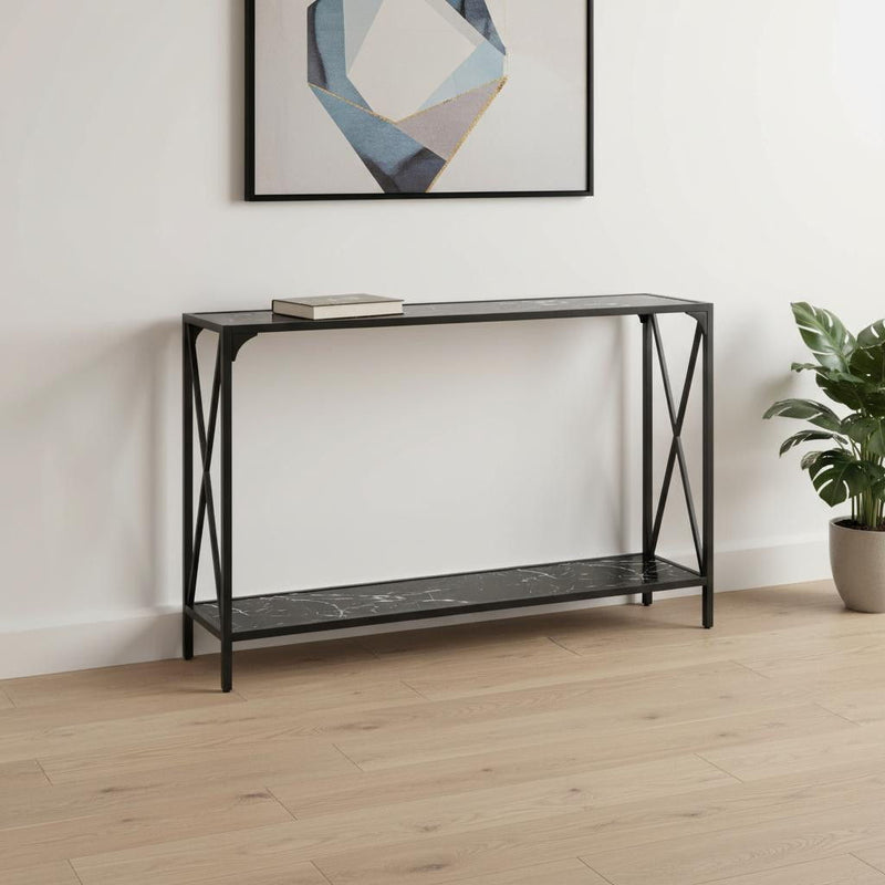 Frame Console Table With Shelf - Black