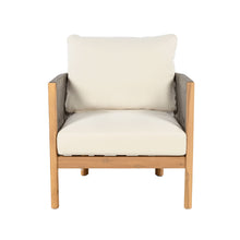Load image into Gallery viewer, Patio Acacia Wood Club Chair, Woven Rope Outdoor Patio Arm Chair, Deep Seating For Porch - Teak / Beige
