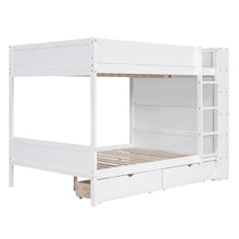 Load image into Gallery viewer, Full over Full Bunk Bed With 2 Drawers and Multi-layer Cabinet, White
