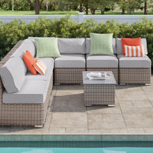 Load image into Gallery viewer, Wicker Sectional Sofa With Cushions And Table

