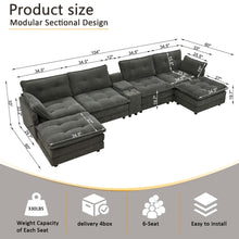Load image into Gallery viewer, Oversized Modular Sectional Sofa With Multi Functional Console
