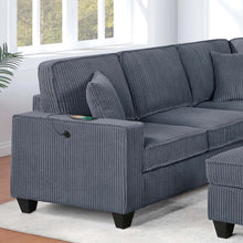 Load image into Gallery viewer, Left Arm Facing Loveseat With USB Port 5 Piece Sectional Set Corner Wedge Armless Chair Cocktail Ottoman Upholstered Living Room Furniture - Dark Gray
