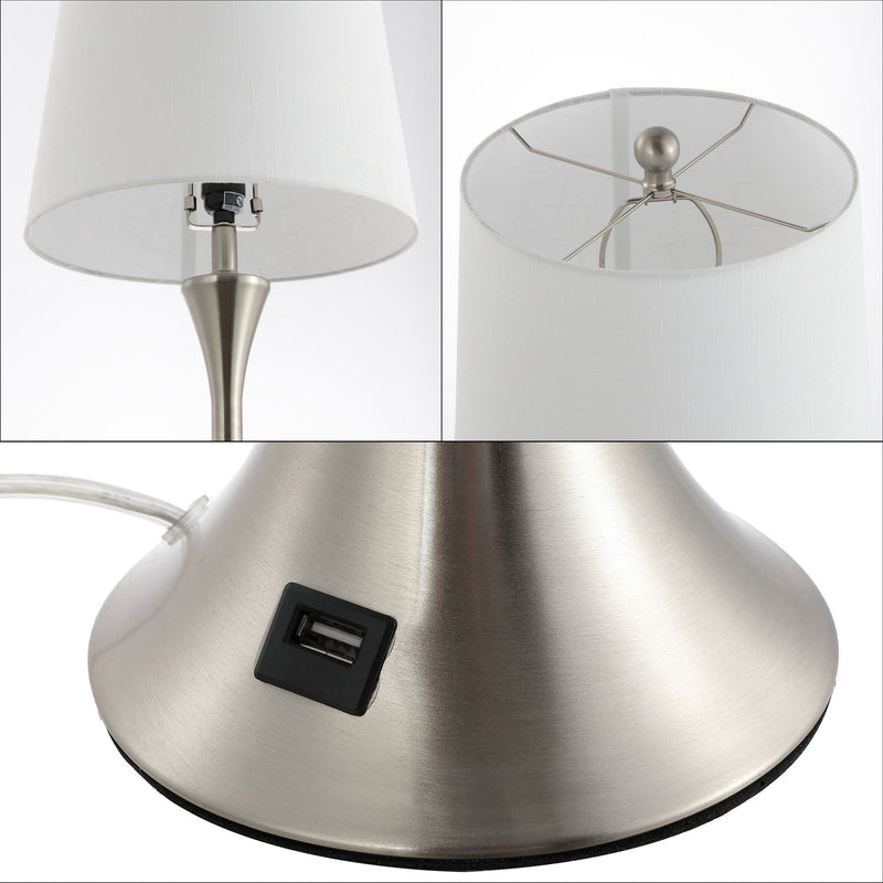 23" Novelty Table Lamps With Empire Shades (Set of 2) - Nickel