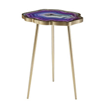 Load image into Gallery viewer, Shades Of Violet Faux Agate End Table - Gold
