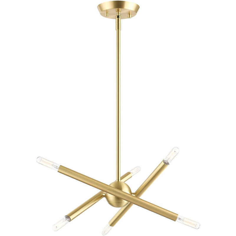 15" Six Light Dimmable Chandelier With Shades - Brass