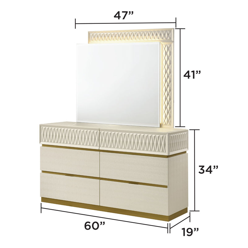Stanley - 6 Drawer Dresser With Crocodile Texture (Mirror Not Included) - Gray