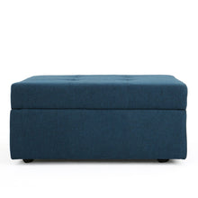 Load image into Gallery viewer, Flip Top Ottoman With Tufted Waffle Stitch And Rolling Casters - Navy Blue
