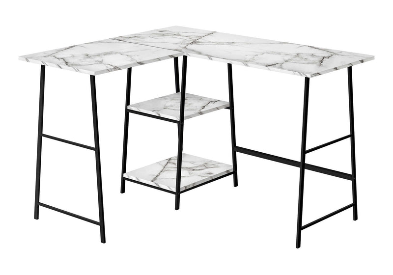 42" Wood And Metal Corner Trestle Computer Desk - White And Black