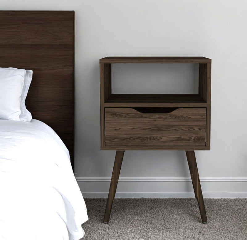 25" Wood One Drawer Nightstand - Brown