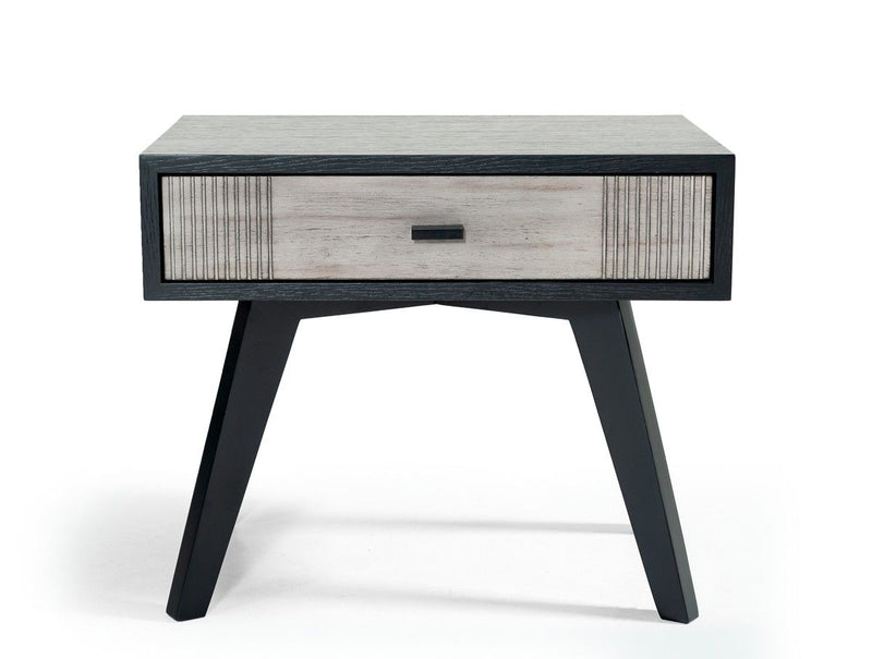 Contemporary Wooden Nightstand With Single Drawer - Black And Gray