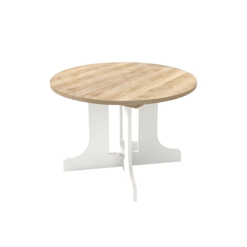 Oval Cross Legs Coffee Table - Brown / White