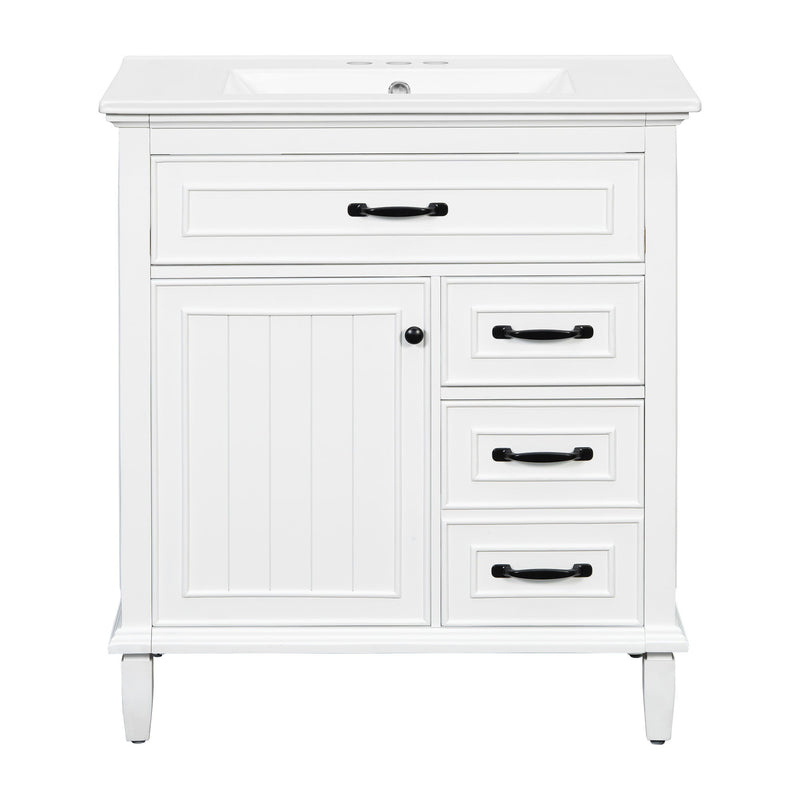Bathroom Vanity With Sink Top, Flip Drawers, Adjustable Shelf