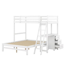 Load image into Gallery viewer, Twin over Full Bunk Bed with Built-in Desk and Three Drawers,White
