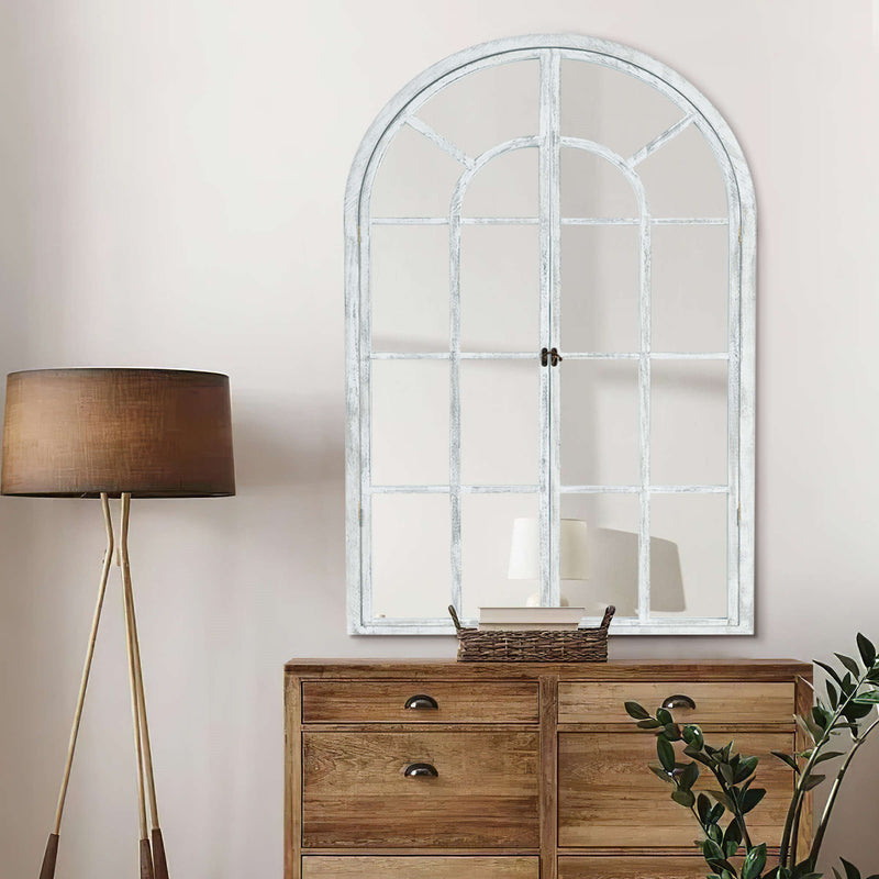 36" Solid Arch Framed Accent Mirror - White
