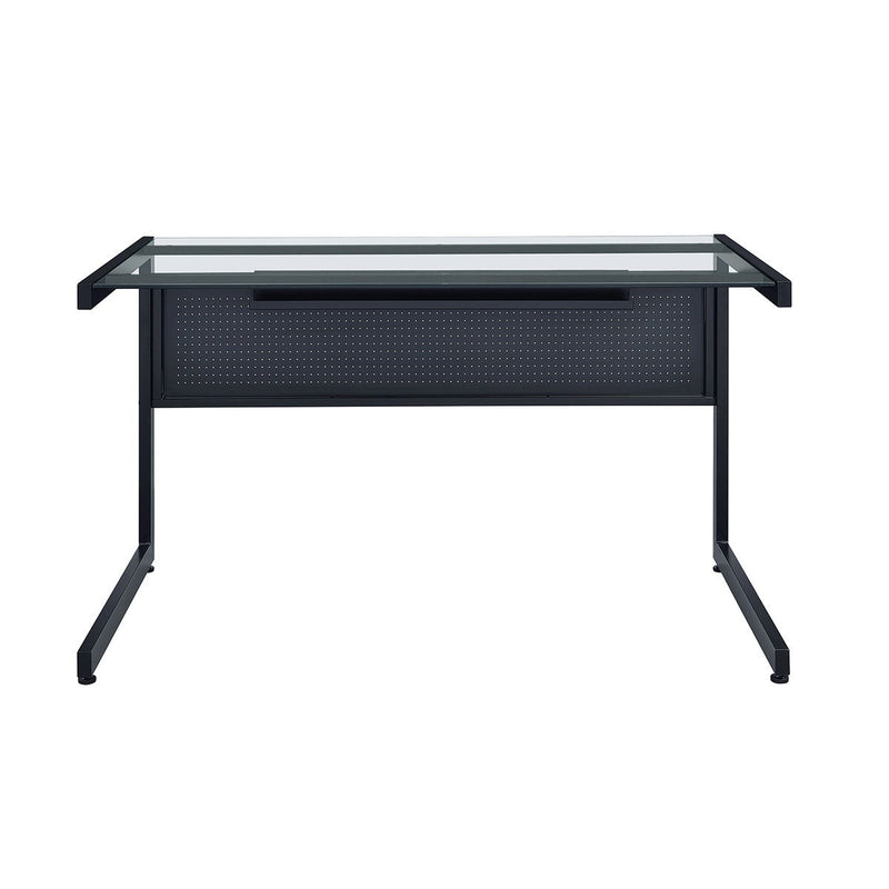 Stainless Corner Computer Desk - Clear / Black