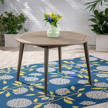 Load image into Gallery viewer, Round Outdoor Patio Table With Slatted Top - Gray
