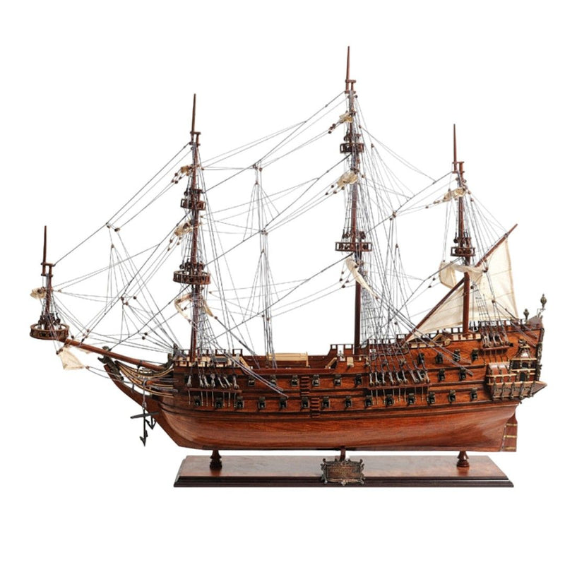 Hand Painted c1665 Zeven Provincien Model Boat - Brown