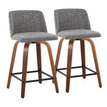 Load image into Gallery viewer, Toriano - Mid Century Modern Fixed Height Counter Stool With Swivel With Square Footrest (Set of 2)
