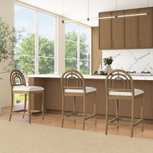 Load image into Gallery viewer, Leon - Arched Back &amp; Upholstered Counter Stool (Set of 2) - Ivory White
