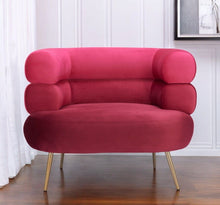 Load image into Gallery viewer, 41" Velvet And Upholstered Arm Chair - Red / Gold
