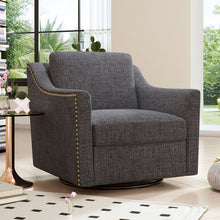 Load image into Gallery viewer, 360 Degree Swivel Armchair, Skin Friendly Fabric, Ergonomic Design, Brass Nail Decorative Armchair
