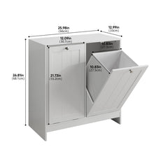 Load image into Gallery viewer, Tilted Laundry Hamper With Removable Basket, Hidden Storage Cabinet, Home Organizer For Bathroom - White
