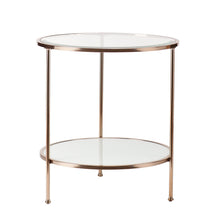 Load image into Gallery viewer, Glass Iron Round End Table With Shelf - Gold
