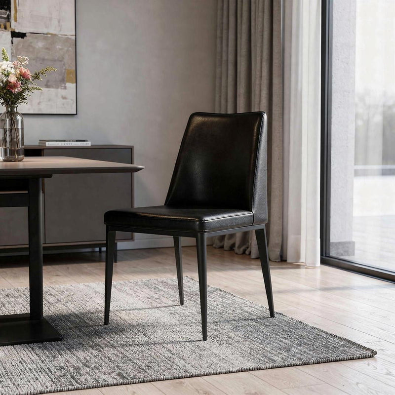 Faux Leather Dining Parsons Chair - Black