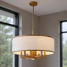 Load image into Gallery viewer, Seven Light Dimmable Chandelier With Shades - Antiqued Gold
