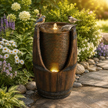 Load image into Gallery viewer, Rustic Barrel Water Fountain With LED Light

