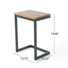 Load image into Gallery viewer, Small C Shaped End Table With Iron Base And Fir Wood Top - Black
