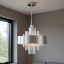 Load image into Gallery viewer, 28" Ten Light Dimmable Chandelier With Shades - Nickel
