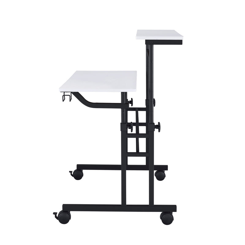 Adjustable Stainless Rolling Standing Desk - White / Black