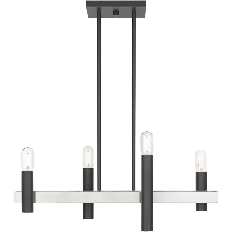 24'' Four Light Dimmable Chandelier With Shades - Nickel