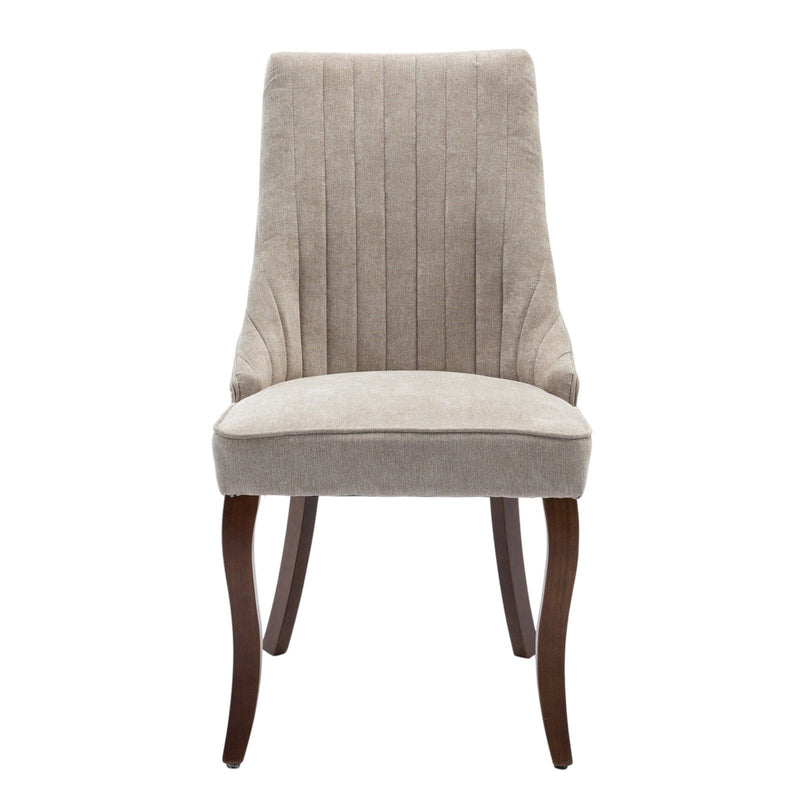 Tufted Solid Wood Dining Side Chairs (Set of 2) - Beige / Brown
