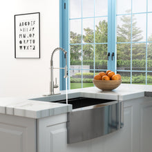 Load image into Gallery viewer, 21" Commercial Kitchen Faucet With Dual Function Pull Down Sprayhead In, Stainless Steel - Brushed Nickel
