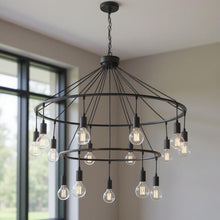 Load image into Gallery viewer, 33" Candle Style Multi Light Metal Dimmable Chandelier - Black
