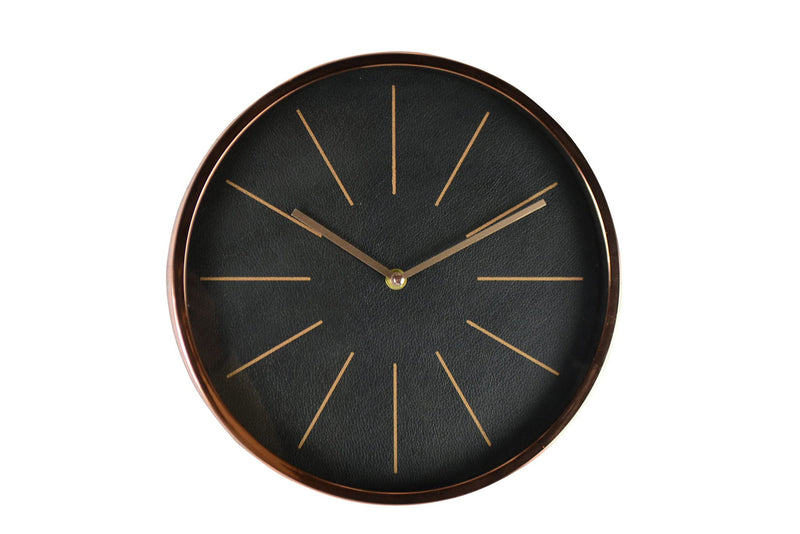 Heavy Duty Plastic Silent Analog Round Wall Clock - Black / Rose Gold