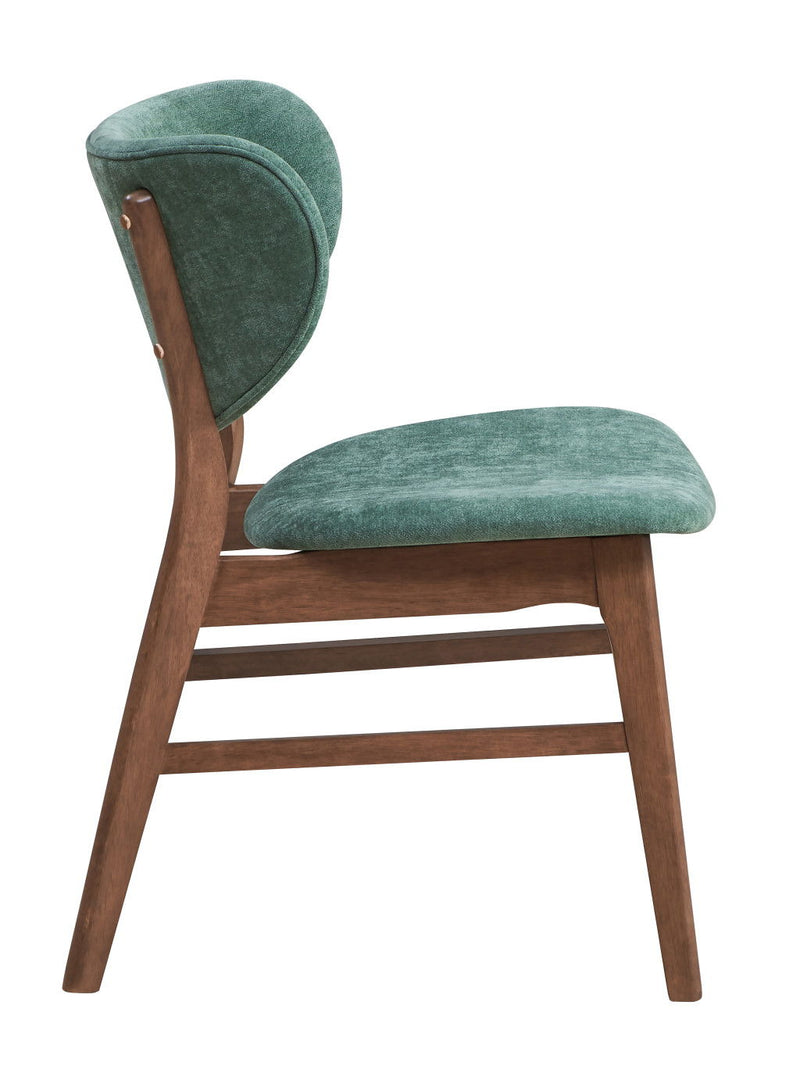 Upholstered Fabric Open Back Dining Side Chairs (Set of 2) - Green