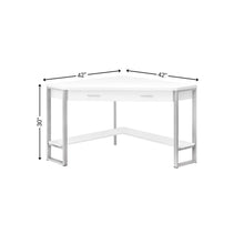 Load image into Gallery viewer, 42" White and Silver Corner Computer Desk
