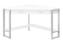 Load image into Gallery viewer, 42" White and Silver Corner Computer Desk
