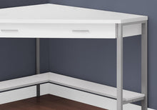 Load image into Gallery viewer, 42" White and Silver Corner Computer Desk
