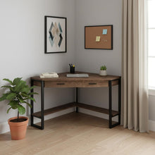 Load image into Gallery viewer, 42" Brown and Black Corner Computer Desk
