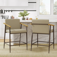 Load image into Gallery viewer, Counter Stool Set With Espresso Metal Frame - Khaki
